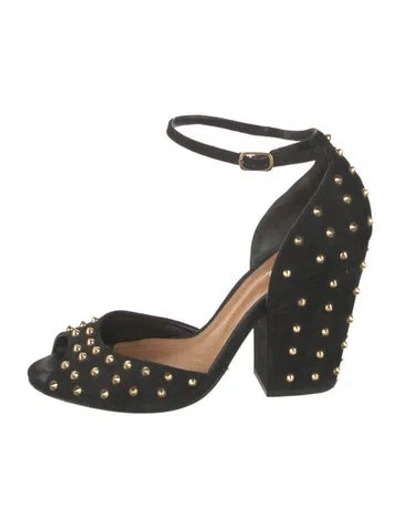 Pre-owned Schutz Suede Studded Accents Sandals In Black