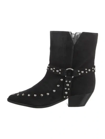 Pre-owned Schutz Suede Studded Accents Western Boots In Black