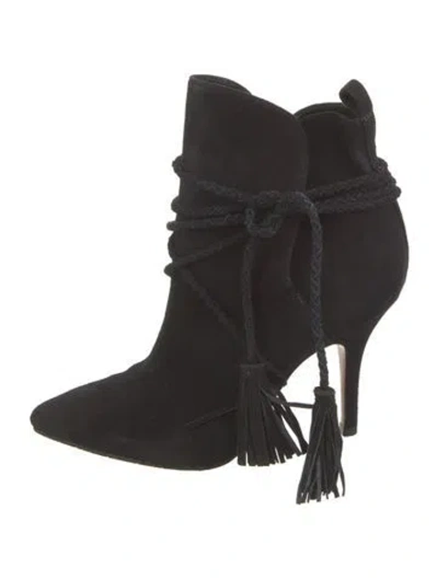 Pre-owned Schutz Suede Tassel Accents Boots In Black
