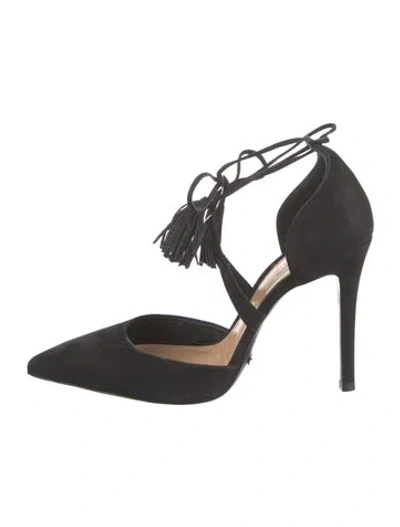 Pre-owned Schutz Suede Tassel Accents D'orsay Pumps In Black