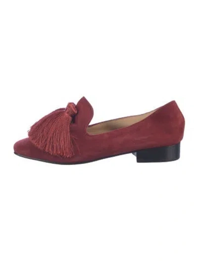 Pre-owned Schutz Suede Tassel Accents Loafers In Red