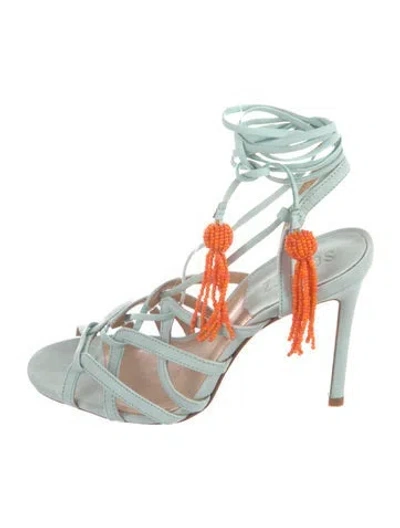 Pre-owned Schutz Suede Tassel Accents Pumps In Green