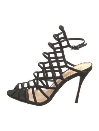 Pre-owned Schutz Suede T-strap Pumps In Black