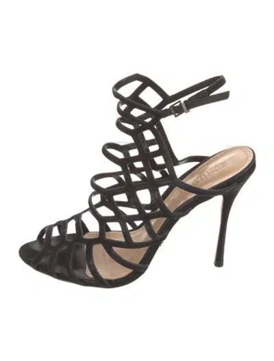 Pre-owned Schutz Suede T-strap Pumps In Black