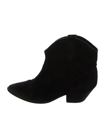 Pre-owned Schutz Suede Western Boots In Black