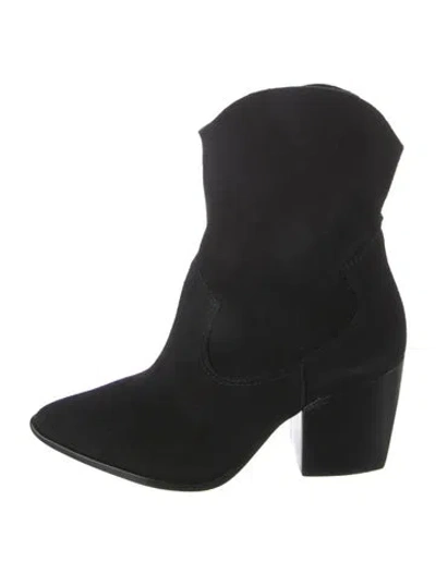 Pre-owned Schutz Suede Western Boots In Black