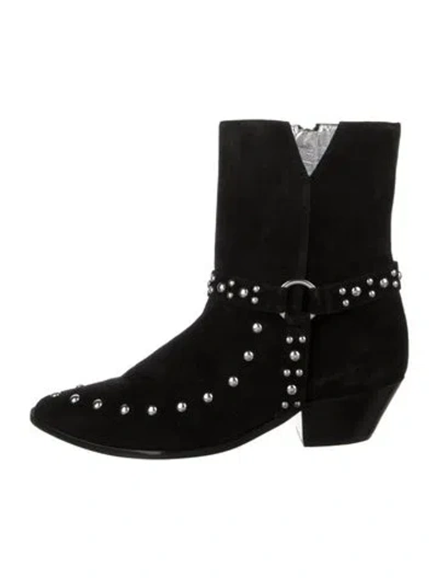 Pre-owned Schutz Suede Western Boots In Black