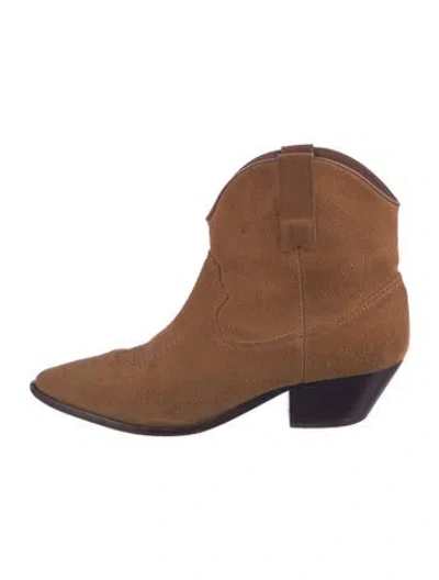 Pre-owned Schutz Suede Western Boots In Brown