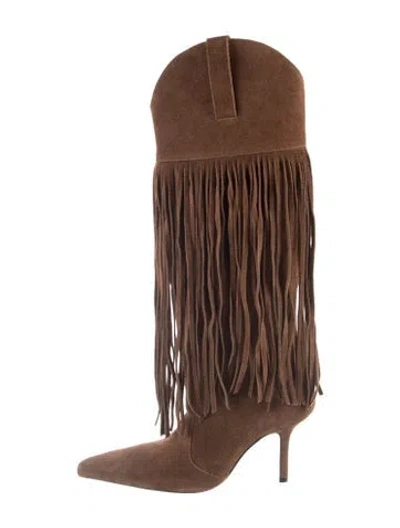 Pre-owned Schutz Suede Western Boots In Brown