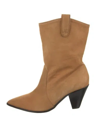 Pre-owned Schutz Suede Western Boots In Brown
