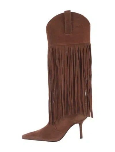 Pre-owned Schutz Suede Western Boots In Brown