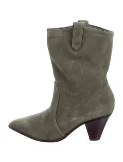 Pre-owned Schutz Suede Western Boots In Green