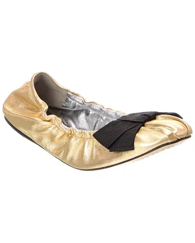 Schutz Suzanne Leather Ballet Flat In Gold
