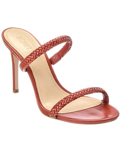 Schutz Taliah Woven Leather Sandal In Burgundy