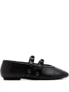 Schutz Tamara Double-strap Embellished Ballet Flats In Black