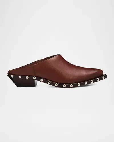 Schutz Taylor 30mm Studded Leather Mules In Brown