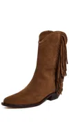 Schutz Tess West Fringe Boots Pecan Brown In Brown