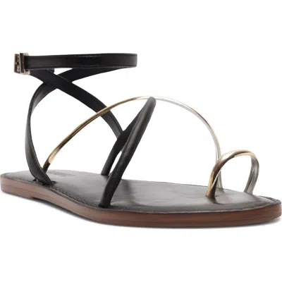 Schutz Valeria Toe Loop Ankle Strap Sandal In Black