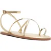 Schutz Valeria Toe Loop Ankle Strap Sandal In Gold