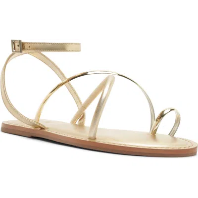 Schutz Valeria Toe Loop Ankle Strap Sandal In Gold