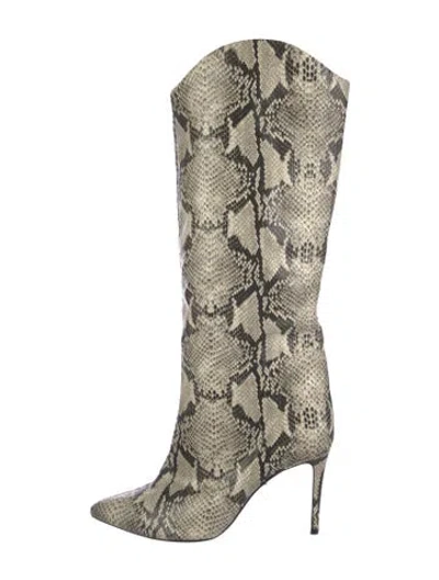 Pre-owned Schutz Vegan Leather Animal Print Boots In Neutral