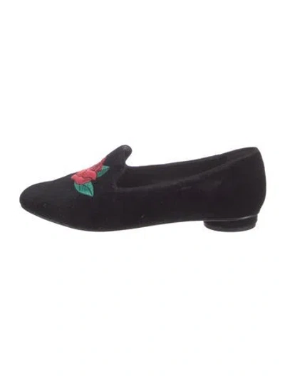 Pre-owned Schutz Velvet Graphic Print Loafers In Blue