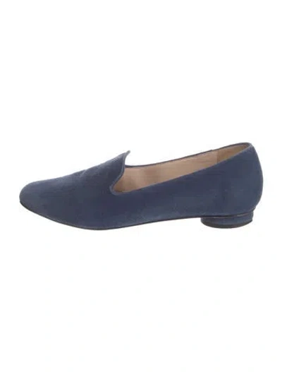 Pre-owned Schutz Velvet Loafers In Blue