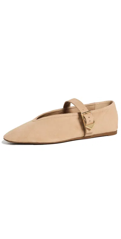 Schutz Vick Buckle Flats Light Wood In Brown