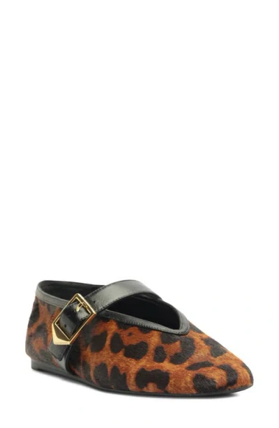 Schutz Vicki Buckle Mary Jane Flat In Animal Print