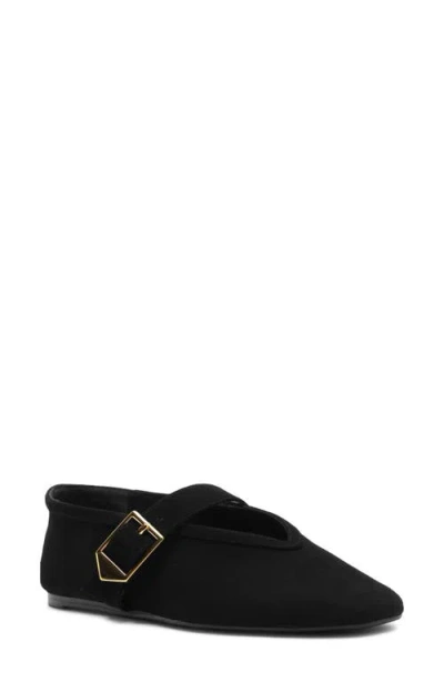 Schutz Vicki Buckle Mary Jane Flat In Black