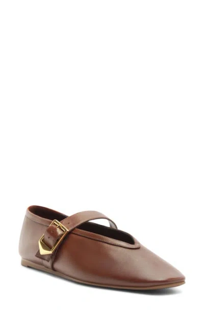 Schutz Vicki Buckle Mary Jane Flat In Brown