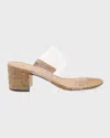 Schutz Women's Victorie Mid Block Heel Sandals Women's Shoes In Transparente/natural