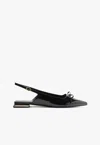 Schutz Violetta Sculpt Pointed Toe Slingback Flat In Black / Gold