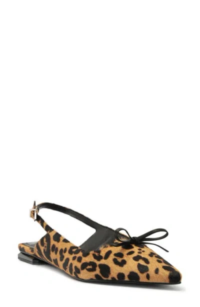 Schutz Violetta Sculpt Pointed Toe Genuine Calf Hair Slingback Flat In Animal Print