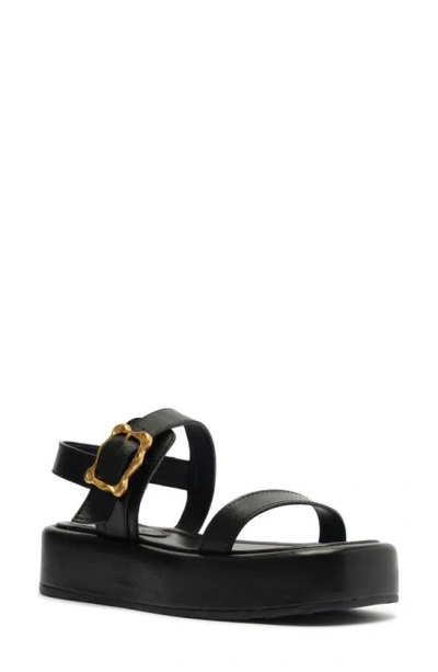 Schutz Wavy Ankle Strap Platform Sandal In 黑色