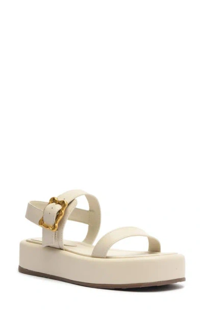 Schutz Wavy Ankle Strap Platform Sandal In Pearl