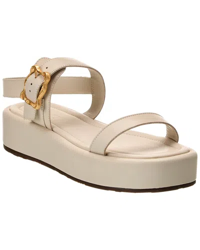 Schutz Wavy Form Leather Flatform In Gold