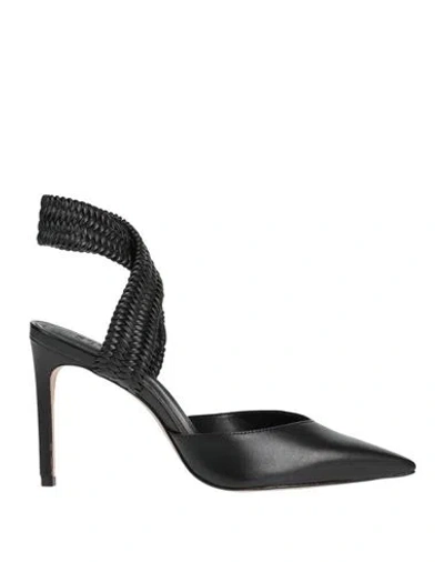 Schutz Woman Pumps Black Size 9 Leather, Textile Fibers