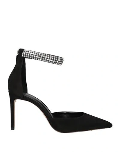 Schutz Woman Pumps Black Size 9.5 Leather, Textile Fibers