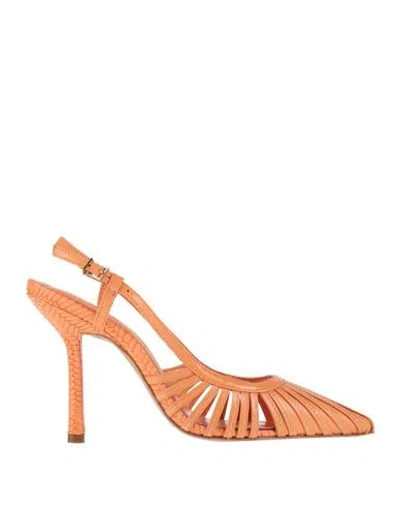 Schutz Woman Pumps Orange Size 5.5 Leather