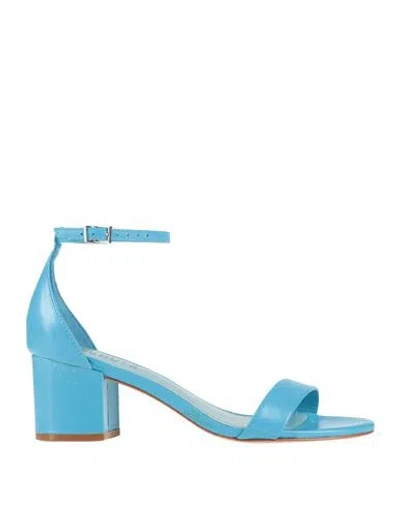 Schutz Woman Sandals Azure Size 5.5 Leather In Blue