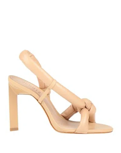 Schutz Woman Sandals Beige Size 5.5 Textile Fibers