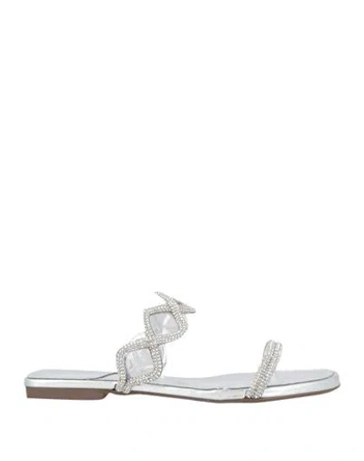 Schutz Woman Sandals Silver Size 6 Pvc - Polyvinyl Chloride, Textile Fibers