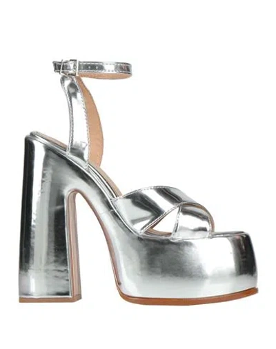 Schutz Woman Sandals Silver Size 7 Textile Fibers