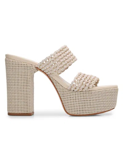 Schutz Women's Aberdeen 100mm Leather & Raffia Platform Sandals In Neutral