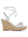 Schutz Adele 95mm Leather Ankle-wrap Wedge Sandals In Silver