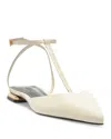 Schutz Allure Pointed Toe T-strap Flat In Neutral
