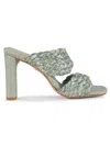 Schutz Amani Straw Sandal In Florest Green