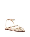 Schutz Annete Ankle Strap Snakeskin Embossed Sandal In Animal Print