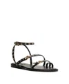 Schutz Annete Strappy Toe-ring Flat Sandals In Black